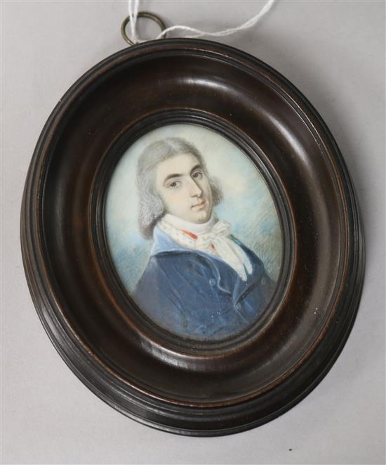 19th century English School, Miniature portrait of a young gentleman
